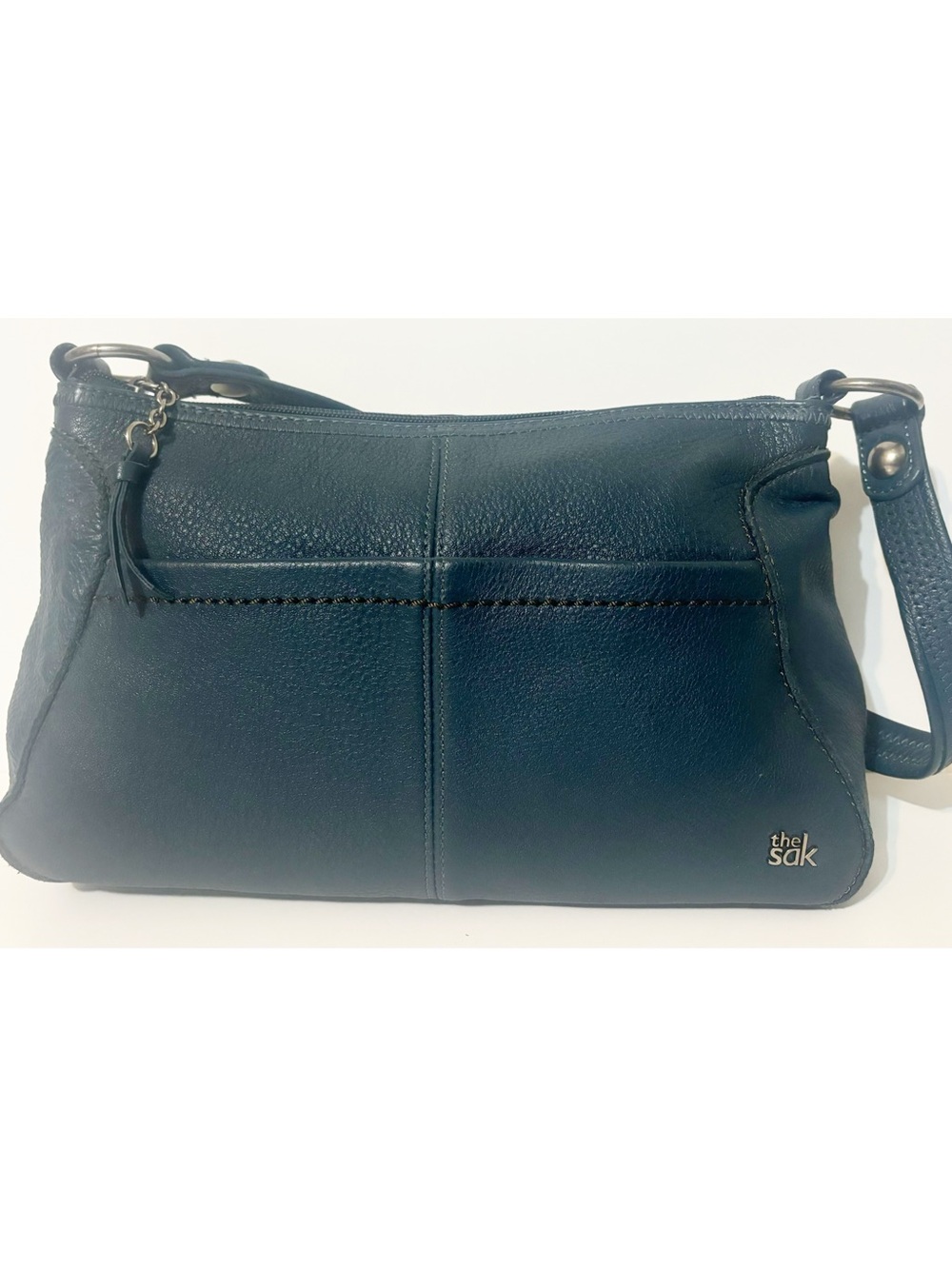The Sak Genuine Pebbled Leather Blue Shoulder Strap Purse Bag, Great Condition
